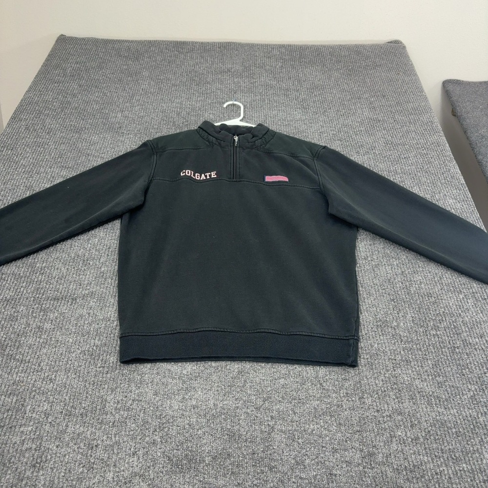 Colgate Vineyard Vines Pullover Mens S Black Cotton Quarter Zip Preppy Casual